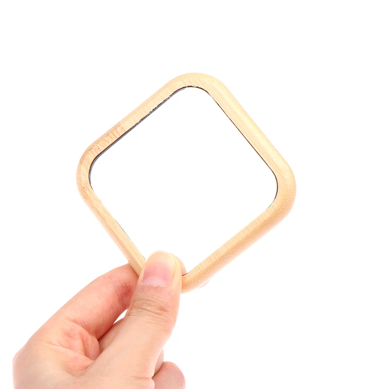 1 pz Mini specchio per il trucco in legno portatile piccolo specchio quadrato specchio per il trucco degli studenti specchio cosmetico per le donne