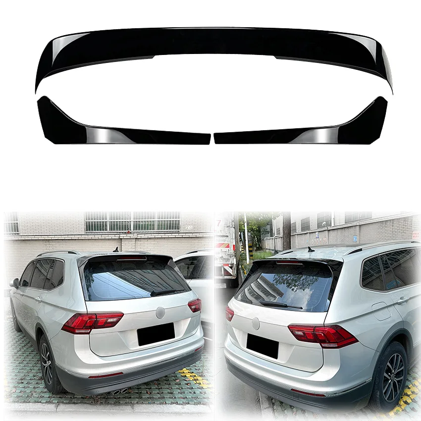 2017 To 2023 For VW Tiguan R-Line MK2 Car Rear Roof Trunk Lid Side Spoiler Wing Splitter High Quality ABS Gloss Black Body Kit