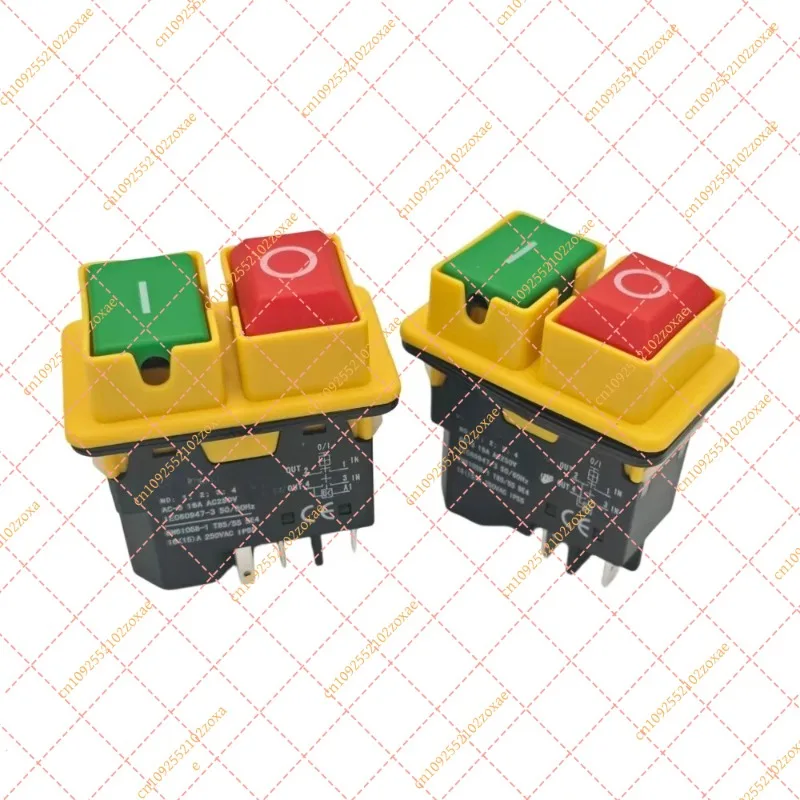 AC120V/220V Green Red Dual Button Switch 16A Electromagnetic Start Stop Mechanical Power Control Switch