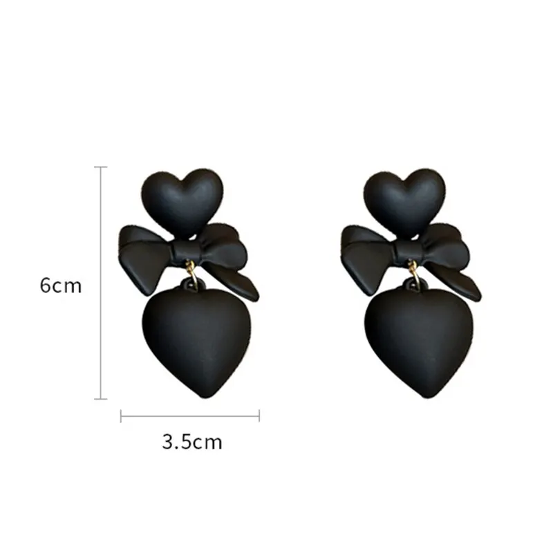 Picture 7: Retro Black Heart Earrings For Women Bowknot Love Drop Earrings Vintage Female Party Ear Jewelry Valentine Day Gifts Wholesale