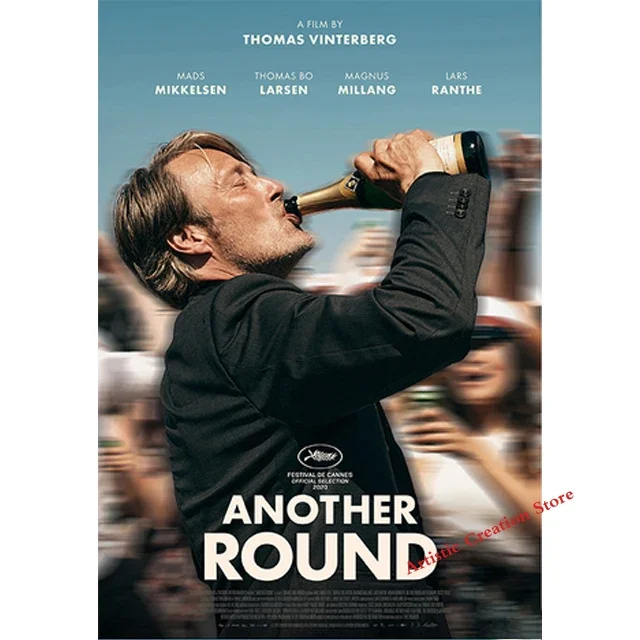 Another Round Filmplakat Mads Mikkelsen Canvas Schilderij en HD Prints Afbeelding voor Moderne Woonkamer Wanddecoratie