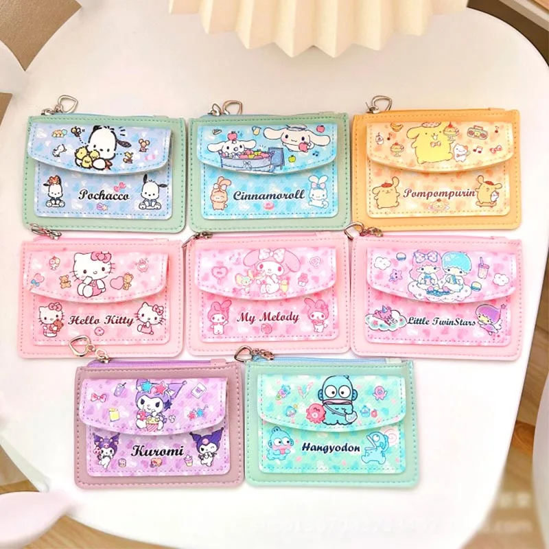 8pcs/lot Sanrio Melody Kuromi Kitty Pencil Case Cute Hangyodon Pochacco Coin Purse Card Holder Stationery Pouch School Supplies