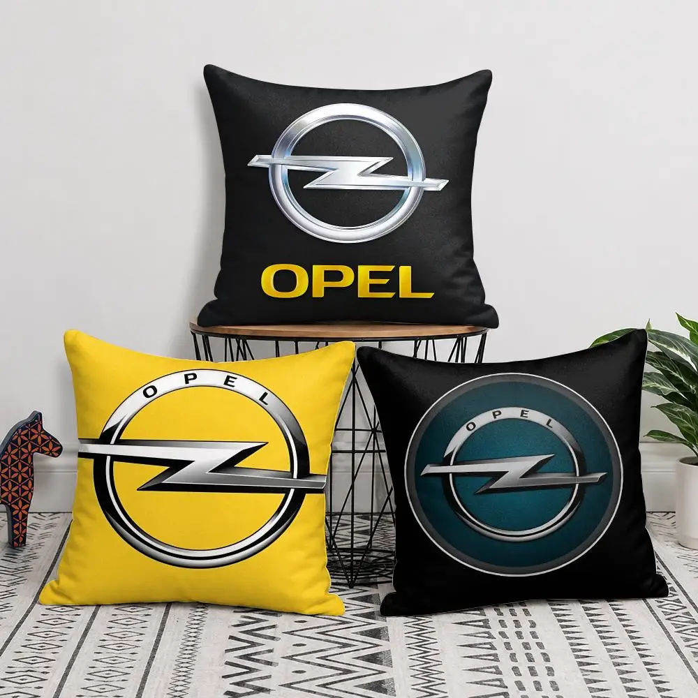 O-Opel Car Cool Logo Cushion Cover Silky Short Plush Invisible Zipper Dustproof Sofa Pillow Case For Home Decor