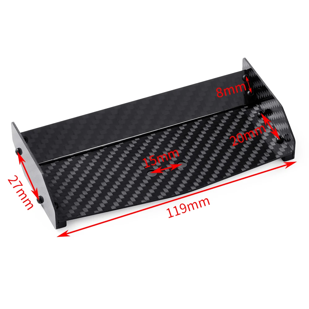 TRINOOD Carbon Fiber&Aluminum Alloy Tail Wing Rear Wing Spoiler for LO-SI Mini-B 1/16 Buggy RC Crawler Car Upgrade Parts