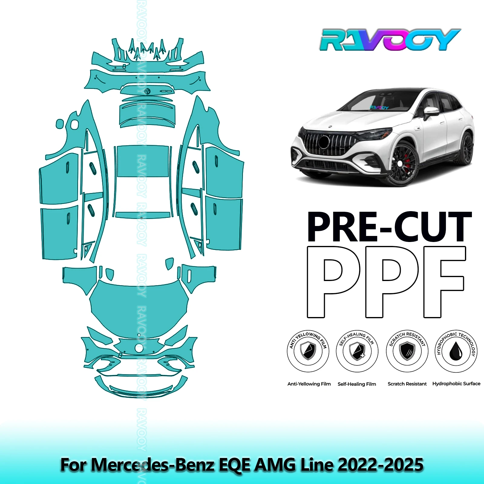 

Full Vehicle Clear Bra Precut PPF Paint Protection Film For Mercedes-Benz EQE AMG Line 2022-2025