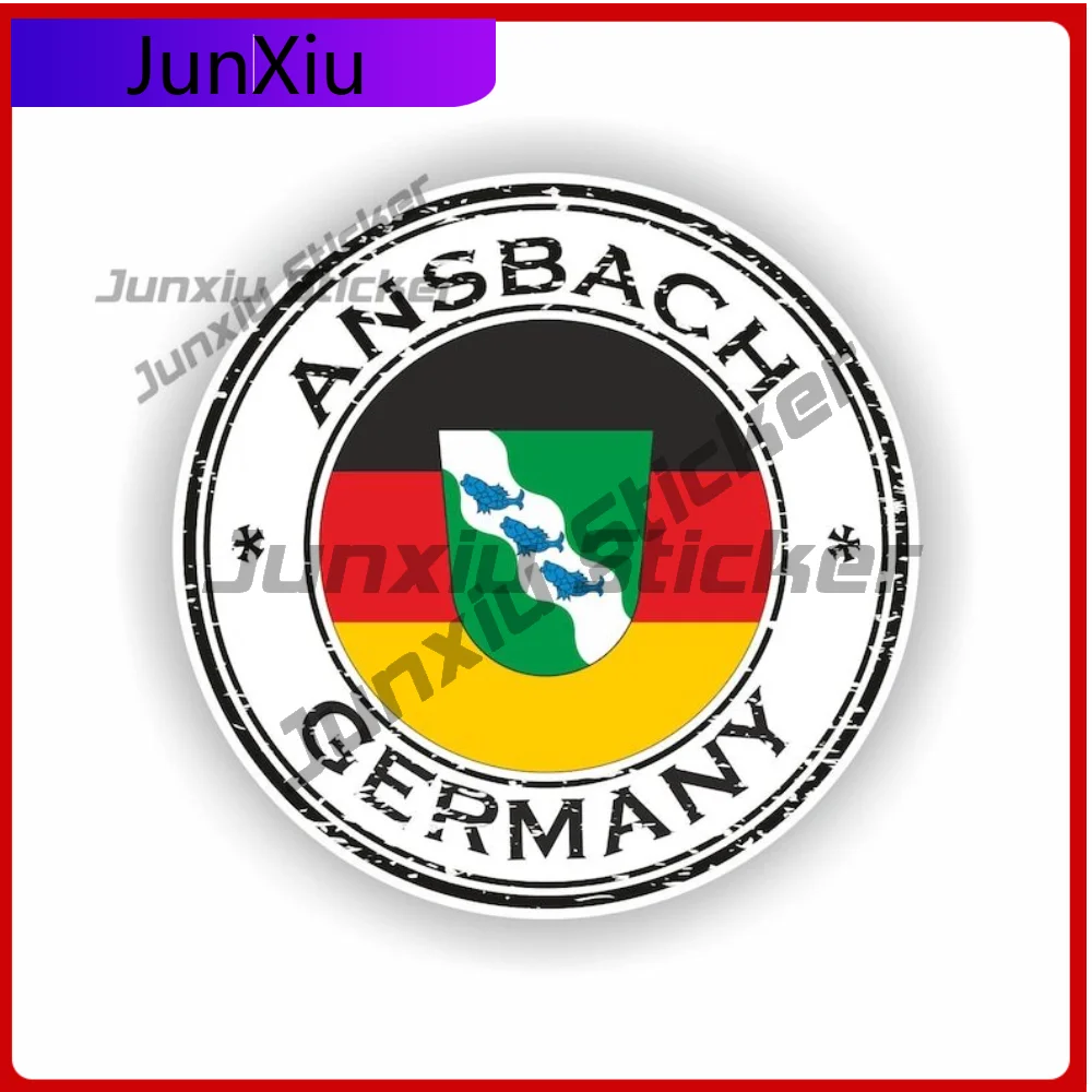 

Ansbach Germany Coat of Arms Seal Sticker Round Durable Vehicle Sticker For Window Truck Fade Resistant Decoration Auto
