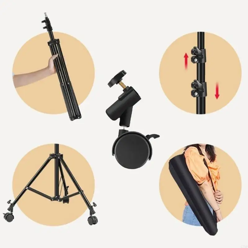 G7NE 3 個パック ブレーキ付きライト スタンド ホイール 360 度回転して位置決めが簡単