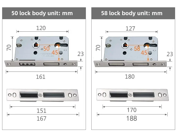 Magnetic Lock Body, Mechanical Door Lock Core, Automatic Locking Tongue 5058 Universal Door Lock Body