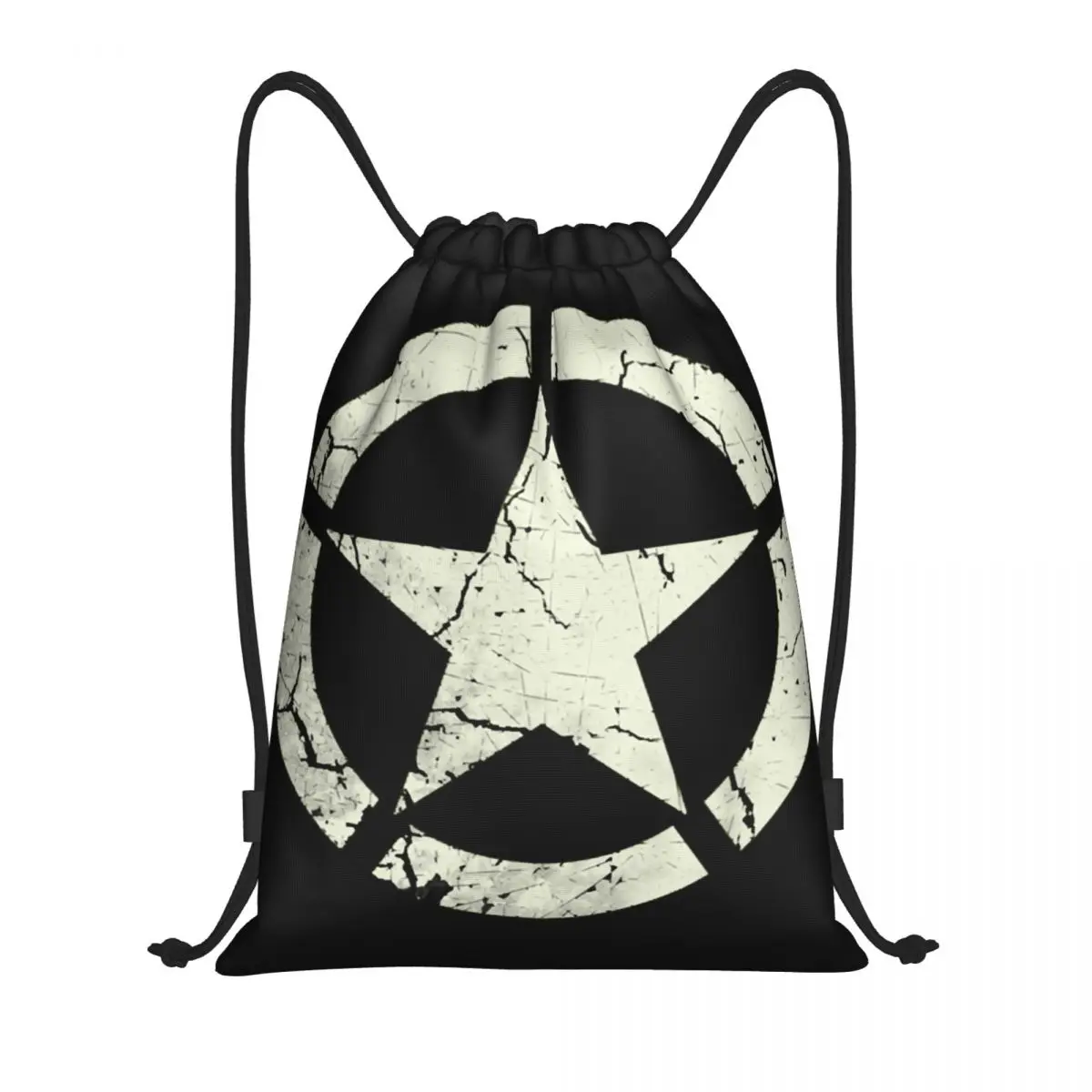 Military Tactical Army Star Drawstring Backpack Sports Gym Bag for Women Men Shopping Sackpack