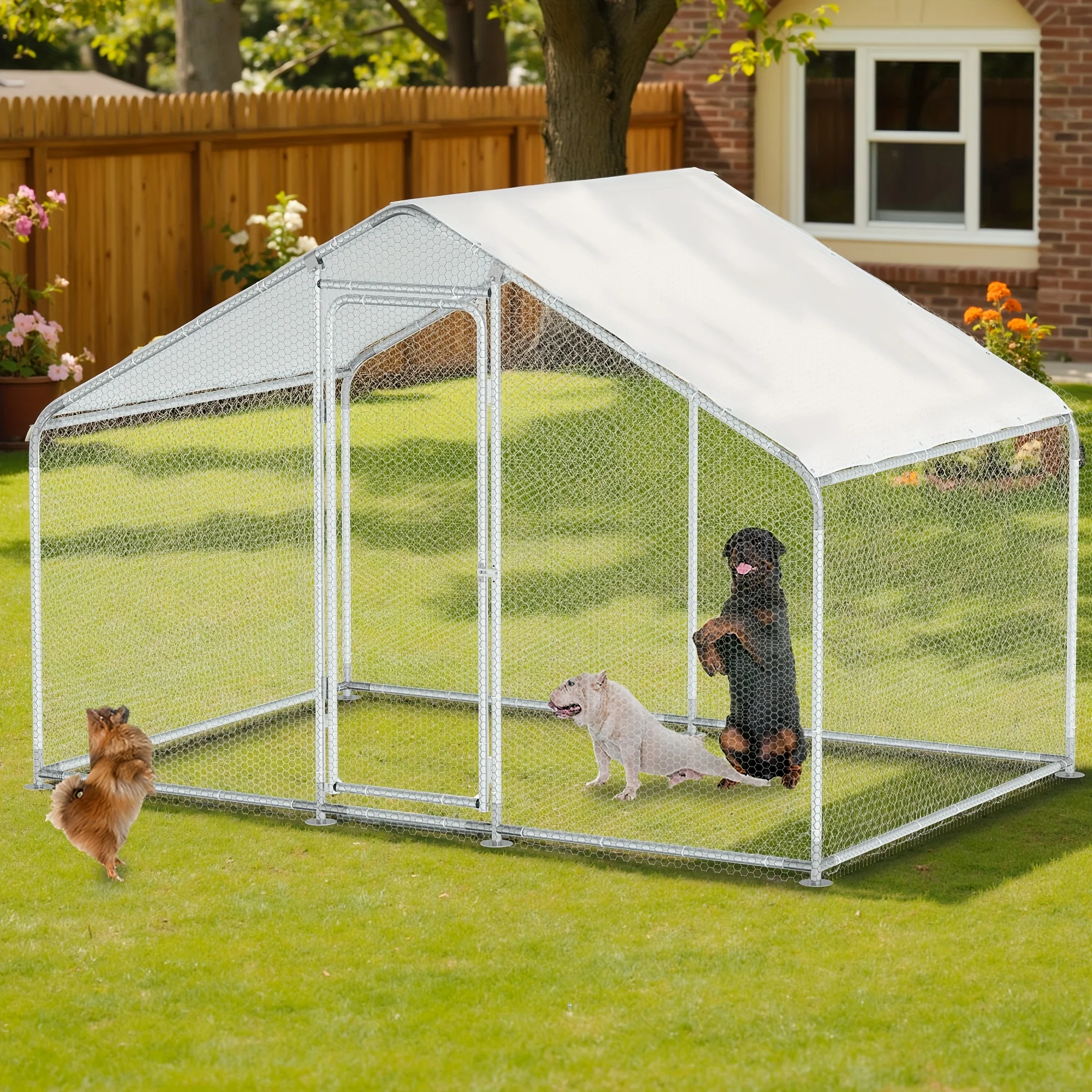 

Уличный большой вольер-манеж для собак, сверхпрочная клетка-ограждение для животных для двора с УФ-защитным верхним покрытием, для мелких животных