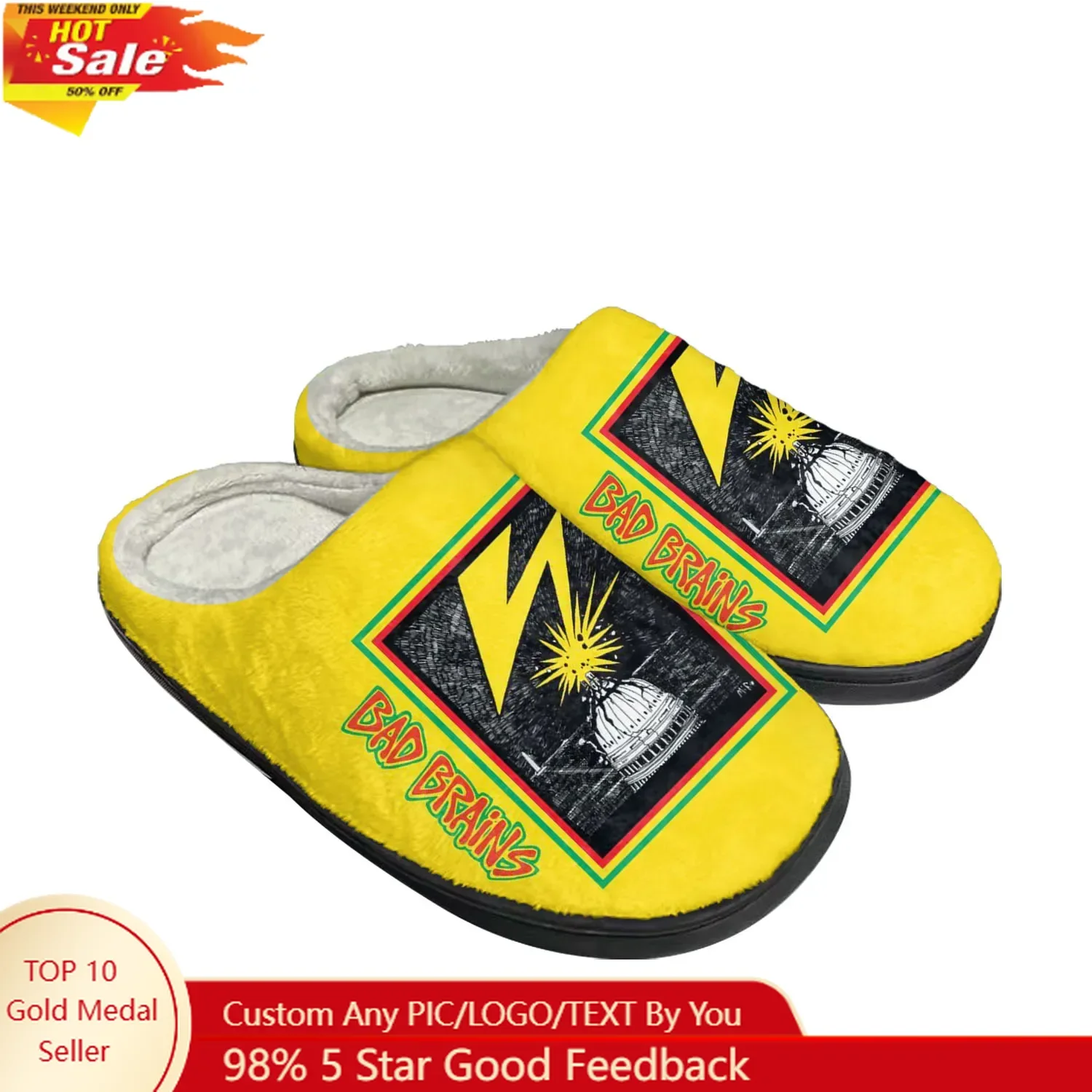 

Домашние хлопковые тапочки Bad Brains в стиле панк-рок, мужские и женские подростковые модные плюшевые теплые тапочки для спальни, тапочки на заказ