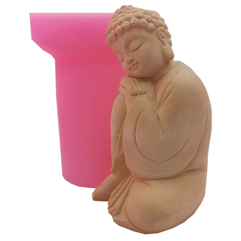 3D Silicone Mold Buddha Statue Making Meditation Sakyamuni Buddha Cement Decoration DIY Hand Mould Epoxy Concrete Form