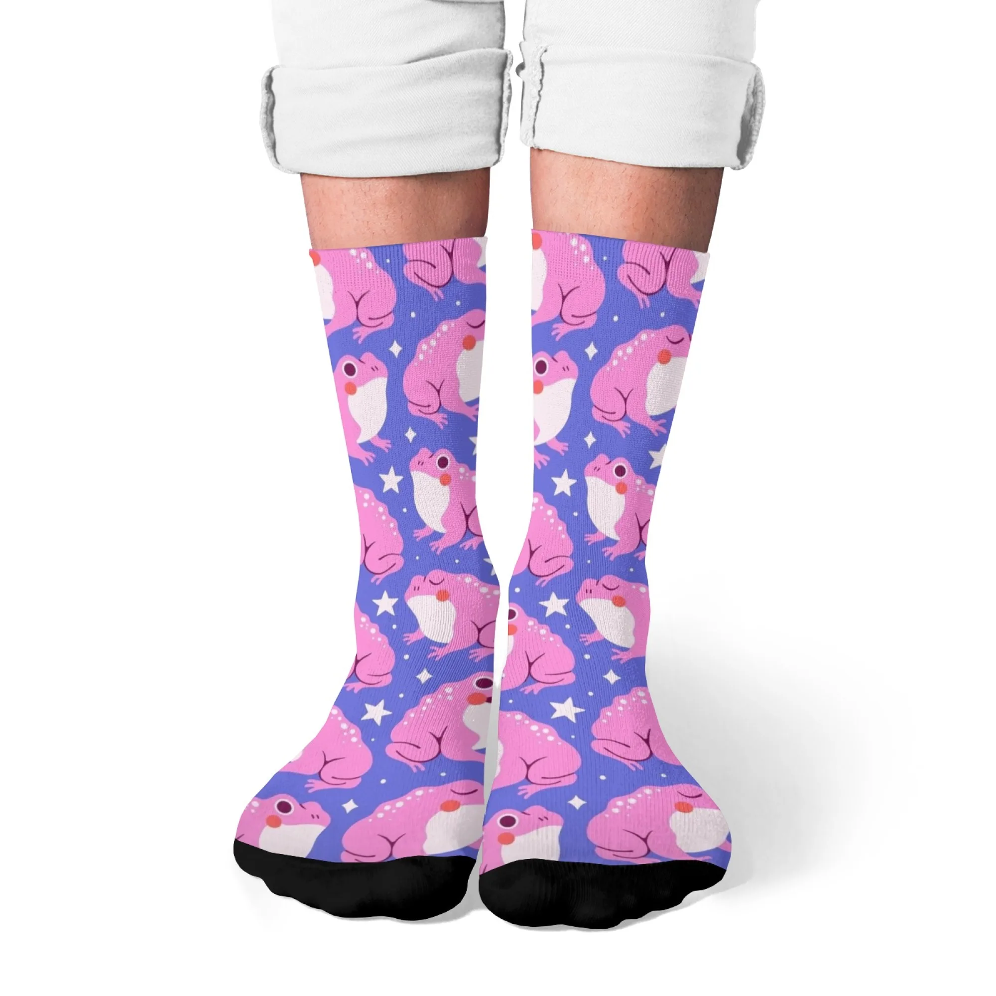 

Милые мультяшные розовые носки с лягушкой, очаровательные животные со звездами, мягкие удобные носки для женщин и любителей кавайного стиля