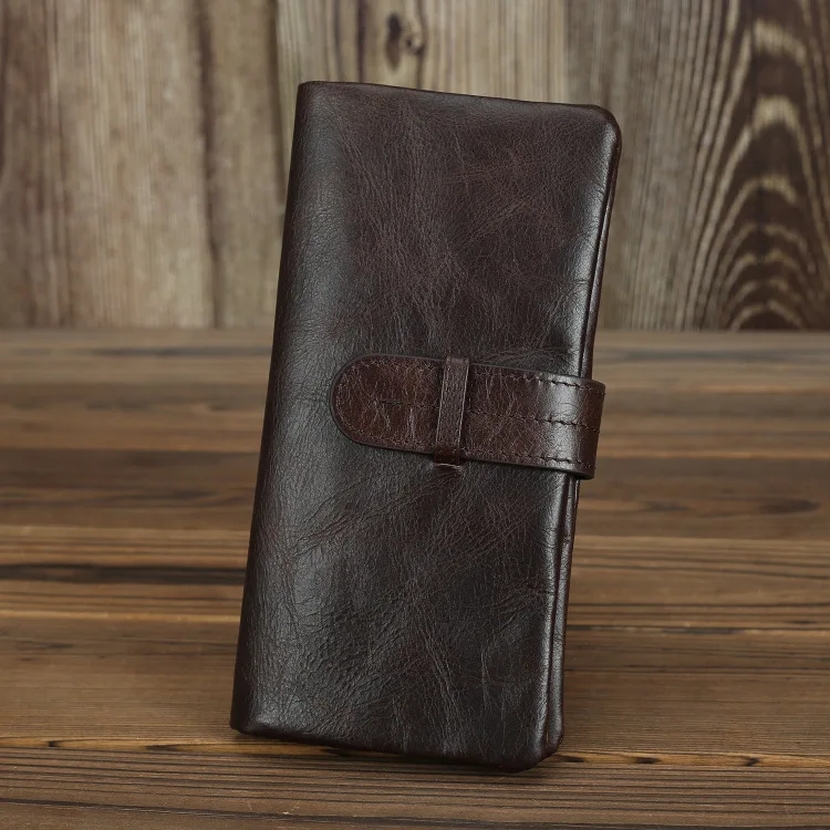 Vintage Oil Wax Leather Wallet Men's Simple Style Long And Short Genuine Leather Wallets for Ladies Multi-Card Slot Wallet