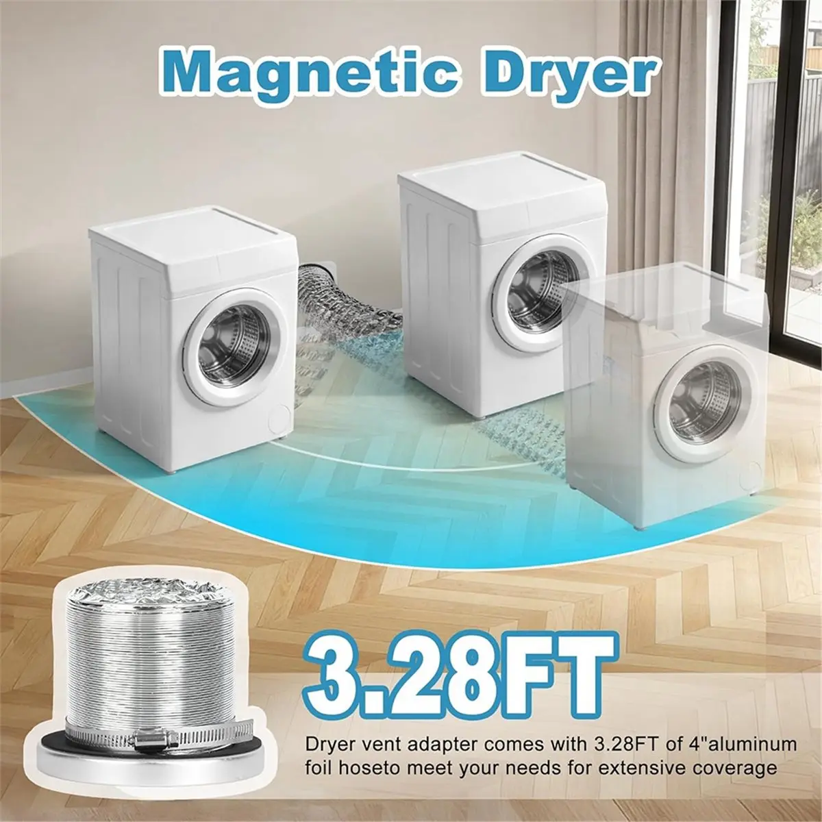

2026 NEW Magnetic Dryer Vent Kit Quick Connect for 4" Dryers,3.3FT Hose, Magnetic Hold,Airtight Seal & Reinforced Wall Connector