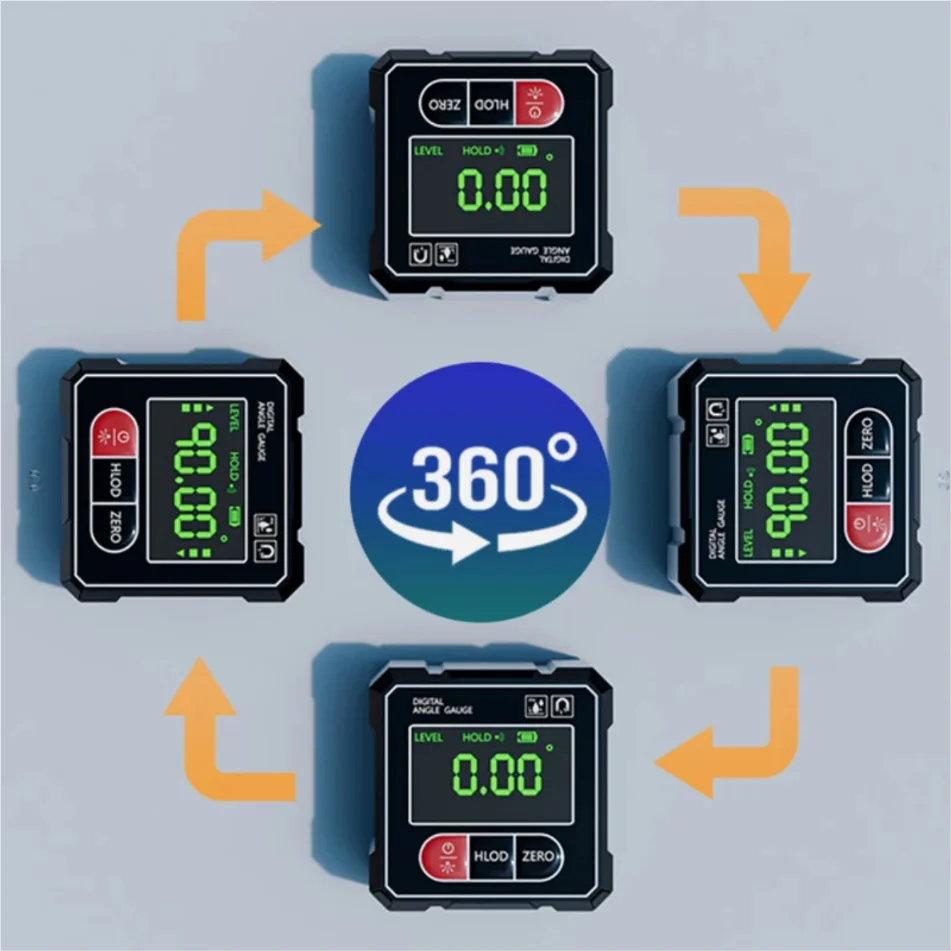 2면 레이저 디지털 각도기 경사계 레이저 레벨 자석 베이스 각도 측정기