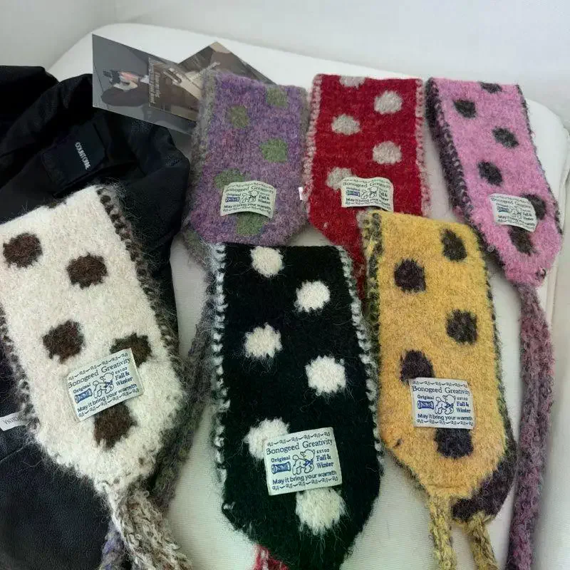 Winter Girls Knitted Earmuffs Cute Color Women Dots Strap Ear Protection Lady Warm Versatile Earflap
