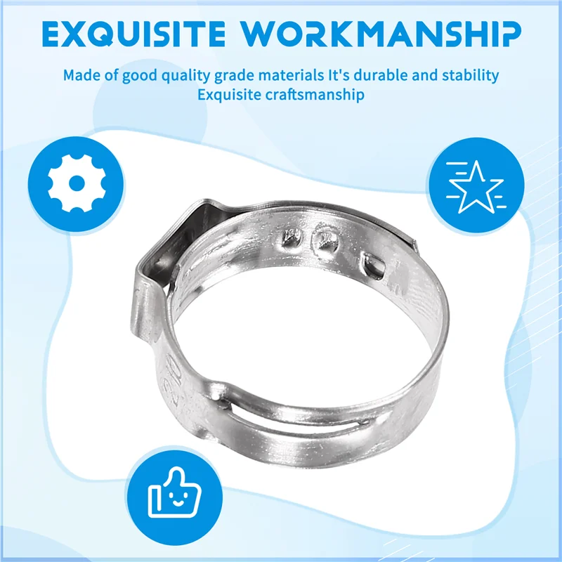 ABGR-130PCS braçadeiras de mangueira única orelha stepless 5.8-21mm braçadeiras de mangueira de aço inoxidável cinch braçadeira anéis para selar tipos de mangueira