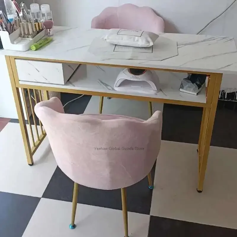 

European Fashion Ins Table And Chair Set Double Manicure Furniture Professional Cosmetic Studio Professional Commercial Salon