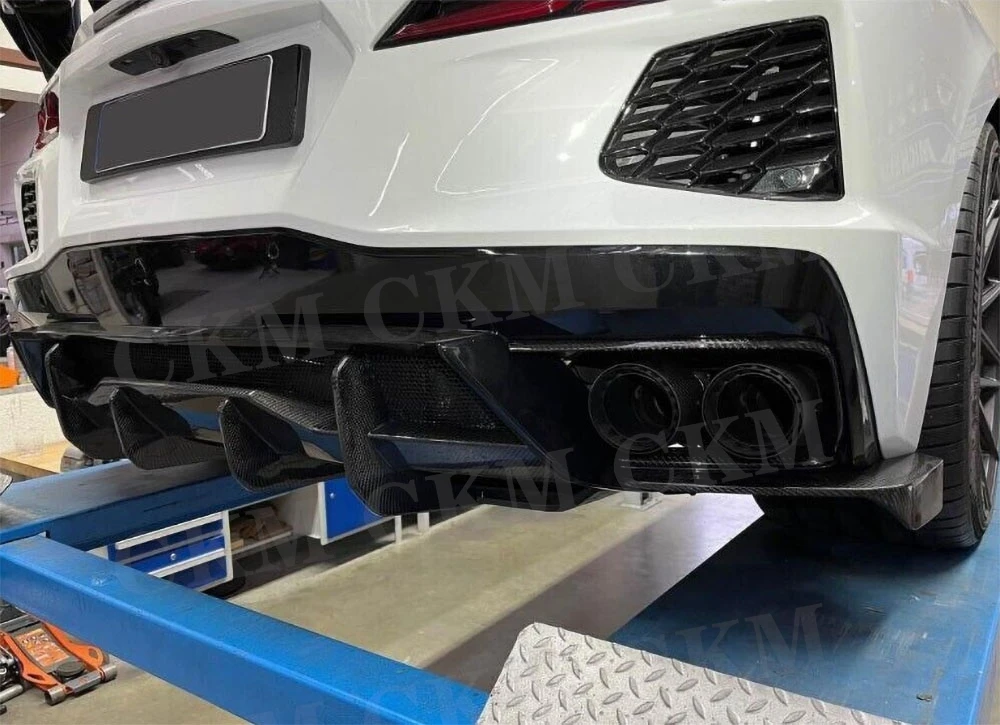 ألياف الكربون الجانب الجناح المصد الخلفي الخائن زعانف لشروليه كورفيت C8 2020-2021 سيارة الخلفي المضادة للخدش الجنيحات FRP