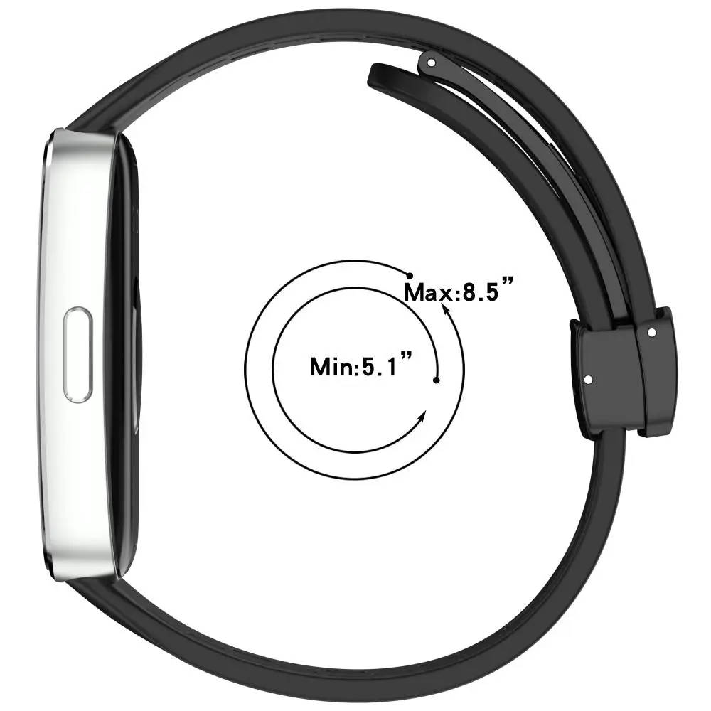 Cinturino per orologio in silicone con fibbia pieghevole magnetica, cinturino di ricambio, cinturino traspirante per Huawei Band 10 9 8