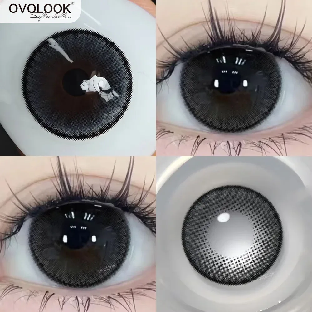 OVOLOOK-1 Pair Black Gray Beauty Colored Contact Lenses for Eyes Purple Halloween Lens Big Eye Lens Natural Look Brown Blue Lens