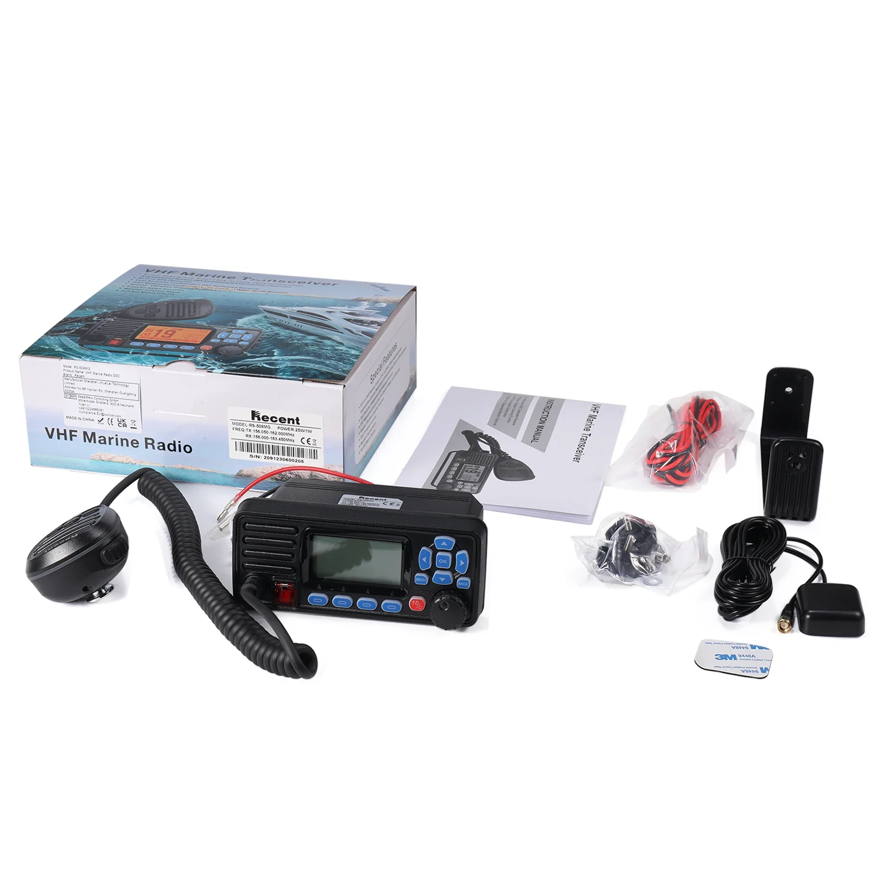 SZGCC Marine Walkie Talkie RS-509MG Built-in GPS Positioning VHF Marine Transceiver IPX7 Waterproof 25W Marine Radio DSC