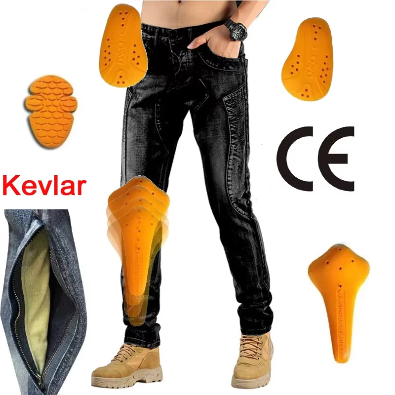 

Kevlar Motorcycle riding jeans South Korea black scooter Men Protection Racing Sports autocycle jeans Hi-036