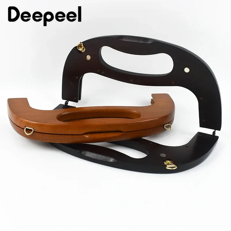 1/2 Uds Deepeel 24cm asas de madera bolso marco cierre beso cierre bolso de mujer soportes de costura bolsas de ganchillo accesorios DIY