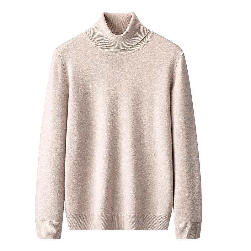

Men's Thiened High Collar Knitted Sweater Loose Fit Casual Sle Breathable Long Sve Top for Autumn Winter Inner Wear