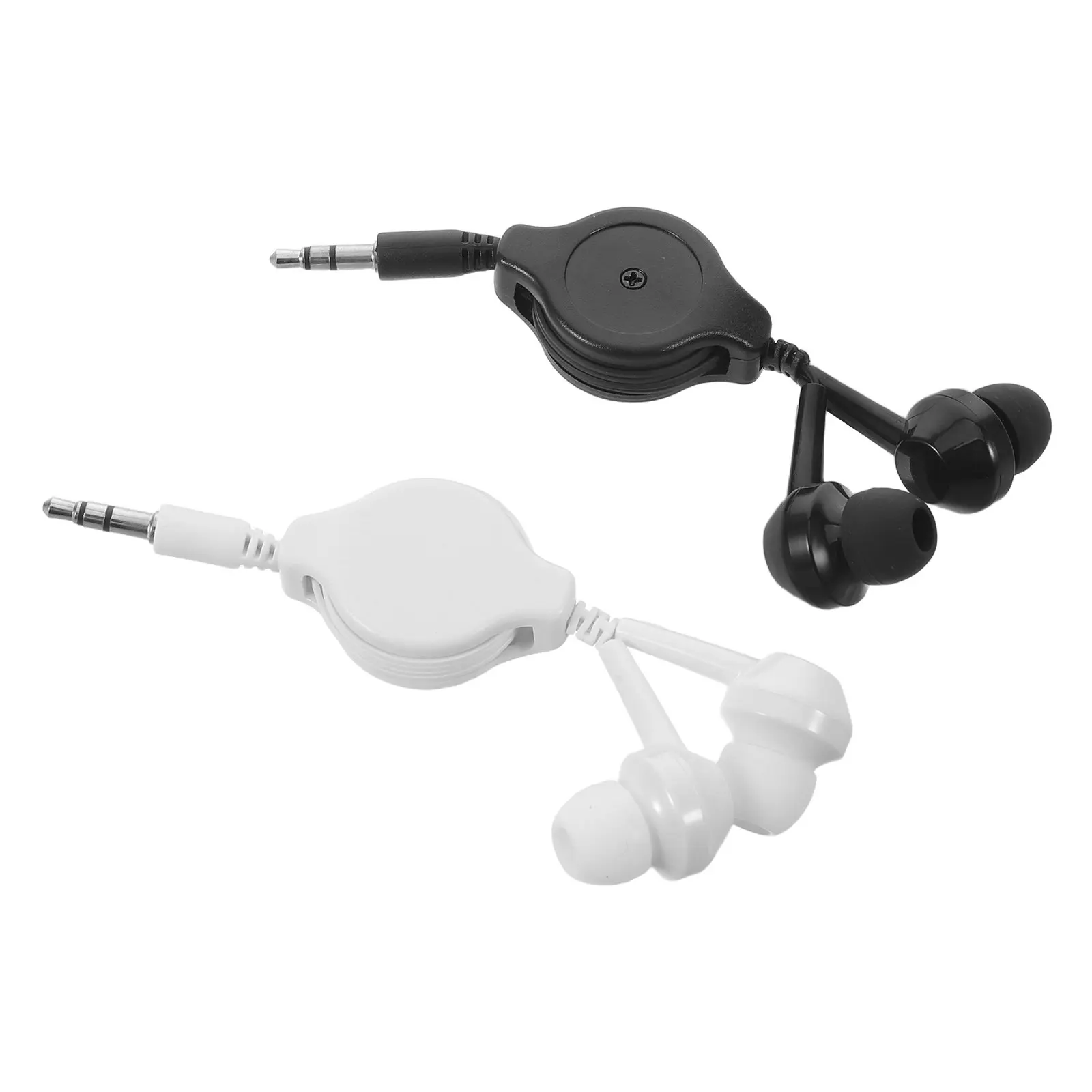 2Pcs Retractable Wired Earbuds 3.5mm Plug Stereo Earphones Tangle-Free Travel Portable Compact Stereo Wired Earphones for Cell