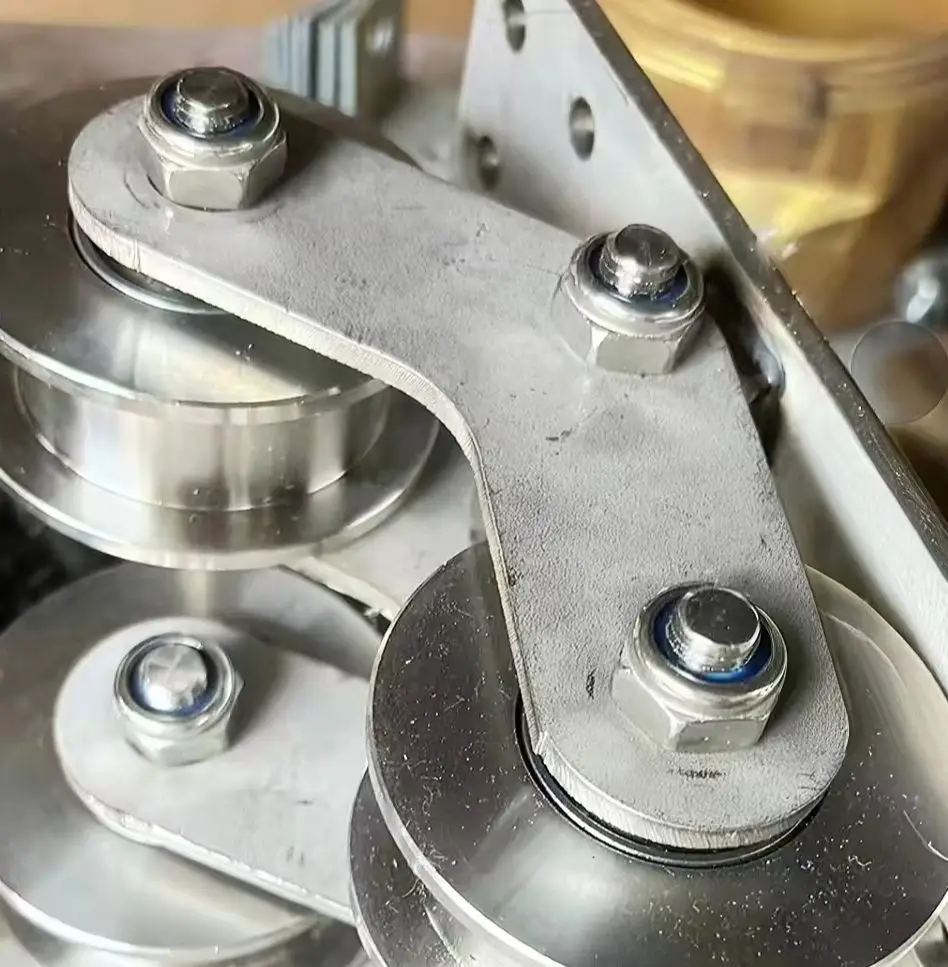 Suitable for 304 Stainless Steel U/V/H Groove Double Wheel Pulley Roller, High Load Sliding Track Guide Wheel with Bracket