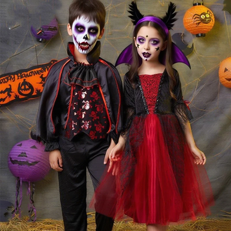 Witch Little Red Riding Hood Halloween Dress Ghost Bride Cosplay Vampire Costume Carnival Party Clothes for Boys and Girls