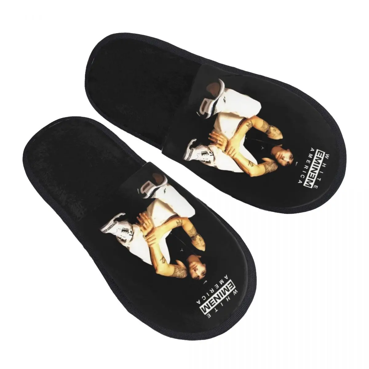 Custom Eminems Pop Music Cozy Scuff Memory Foam Slippers Women American Hip Hop Rapper Hotel House Shoes