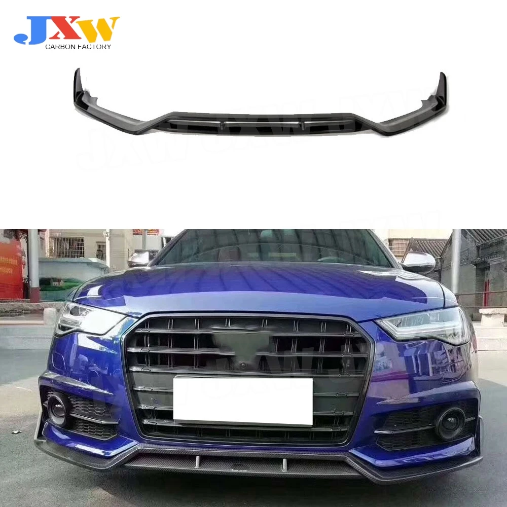 Carbon Fiber Front Lip Spoiler For Audi A6 S6 C7.5 Sline 2016-2018 (not for A6 Standard ) Car Head Bumper Chin Guard