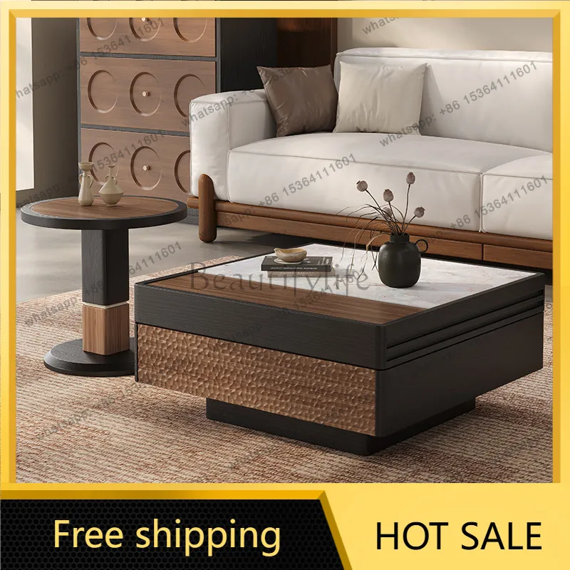 LS Chinese style coffee table living room home creative high-end Italian minimalist rotatable storage coffee table