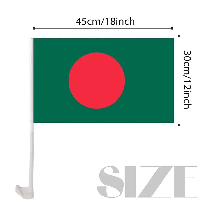 Cheap Bangladesh Car Window Flag with white plastic pole A Great Parade Tool Long Lifetime Banners Used On Highways