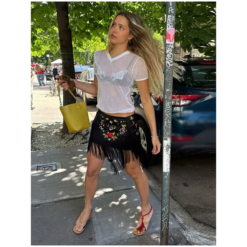 Women's Peach Fringe Bodycon Skirts Women Sexy V-shape Gold Fringe Slim Fit Midi Skirt 2026 Summer Beach Vacation Outfit New 38 Se50ef3da90c74d7fa3f36042c5f7cef3t