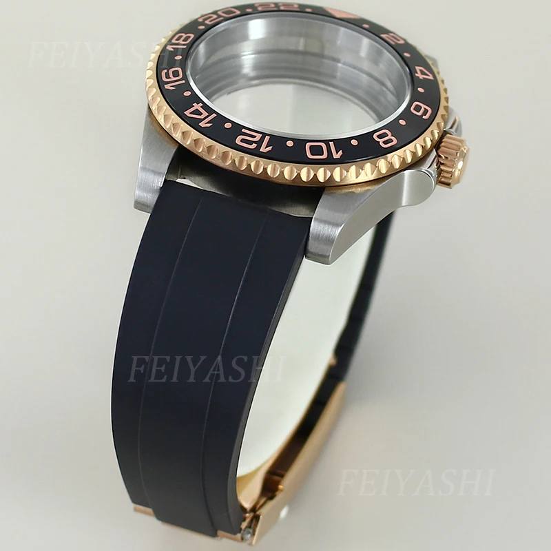 NH35 Case 40mm Men's Watch Accessories For Seiko NH34 NH35 NH36 NH38 Miyota8215 ETA2824 Movement Sapphire Glass Rubber Bracelet