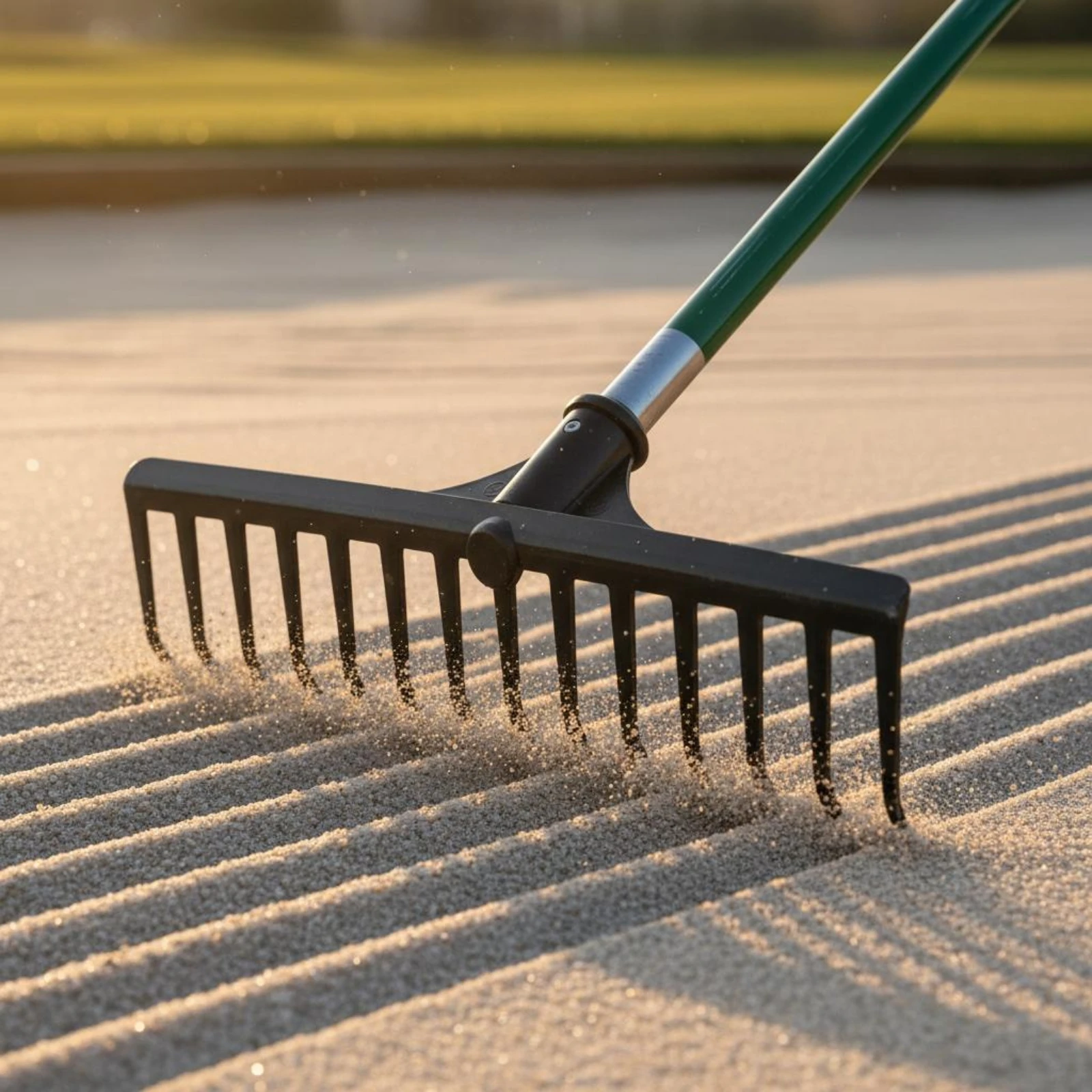 

Single Side Golf Rake Compact Teeth Long Tooth Sand Rake Lightweight Sturdy Plastic for Golfers, Playing Surface