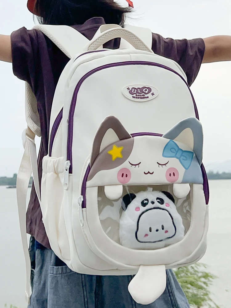 Mochila Infantil Bonita para Niñas de Primaria y Secunia, Estudiantes Universitarias, Mochila con Letras Estampadas, Bolso...