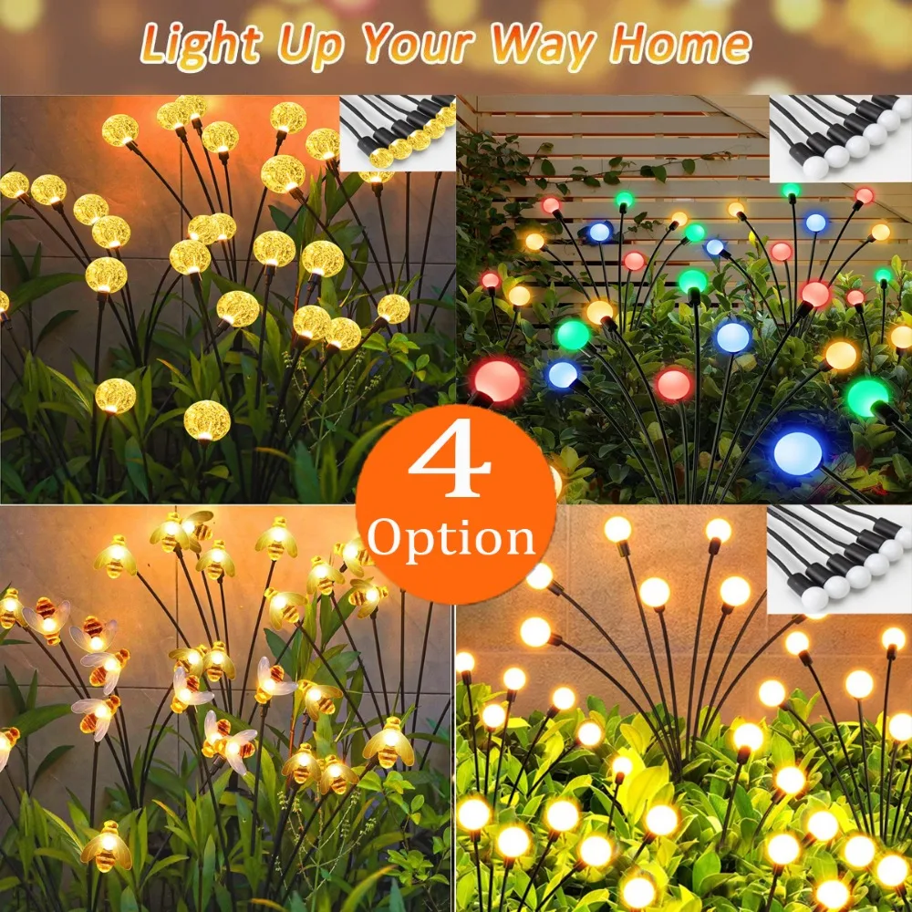 Solar Outdoor Light LED Firefly Lamp Garden Decoration Waterproof Garden Home Lawn Fireworks Sawing Light New Year Christmas