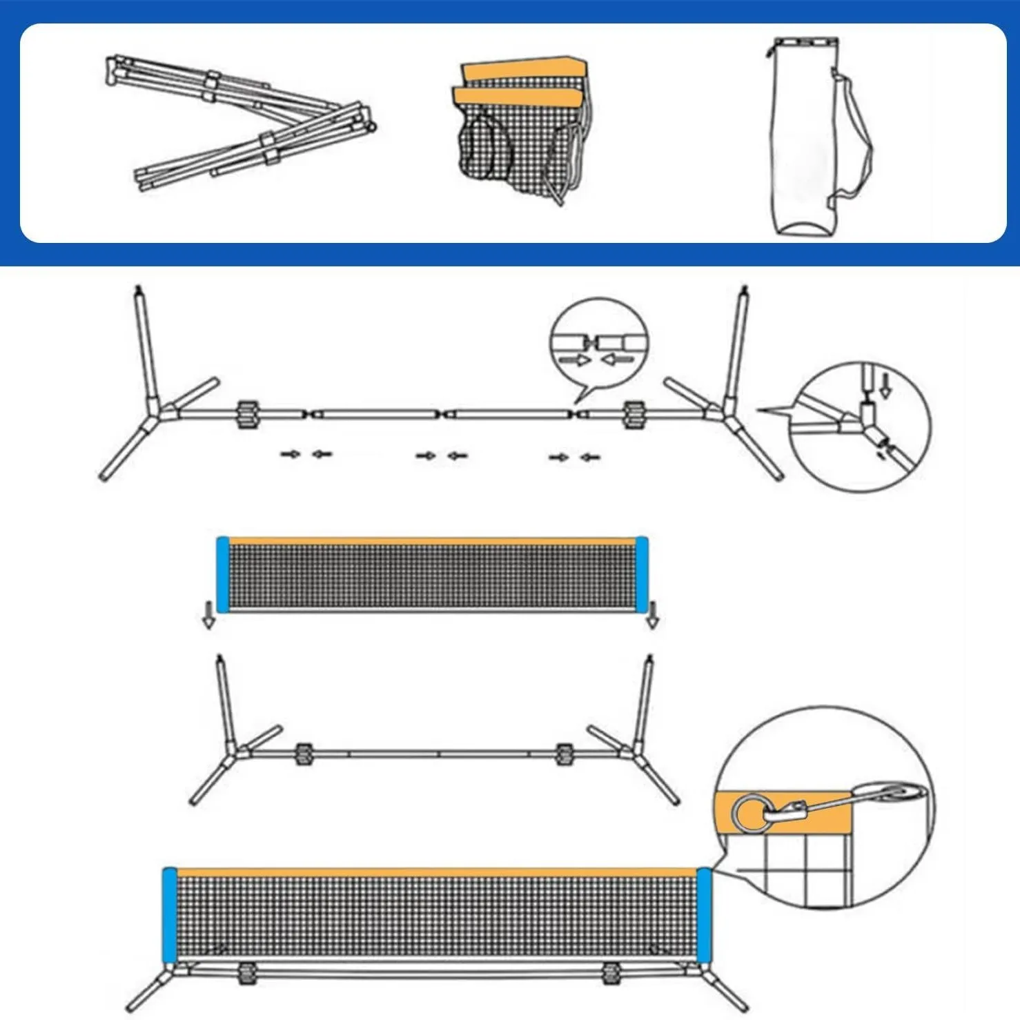 

Portable Detachable Multifunctional Pickleball and Tennis Nets for Indoor and Outdoor Practice Manufactured for Children