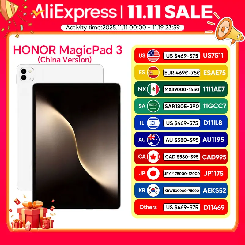 2025 New China Version HONOR MagicPad 3 13.3'' 165Hz LCD Screen Snapdragon 8 Gen 3 12450mAh Large Battery 66W SuperCharge