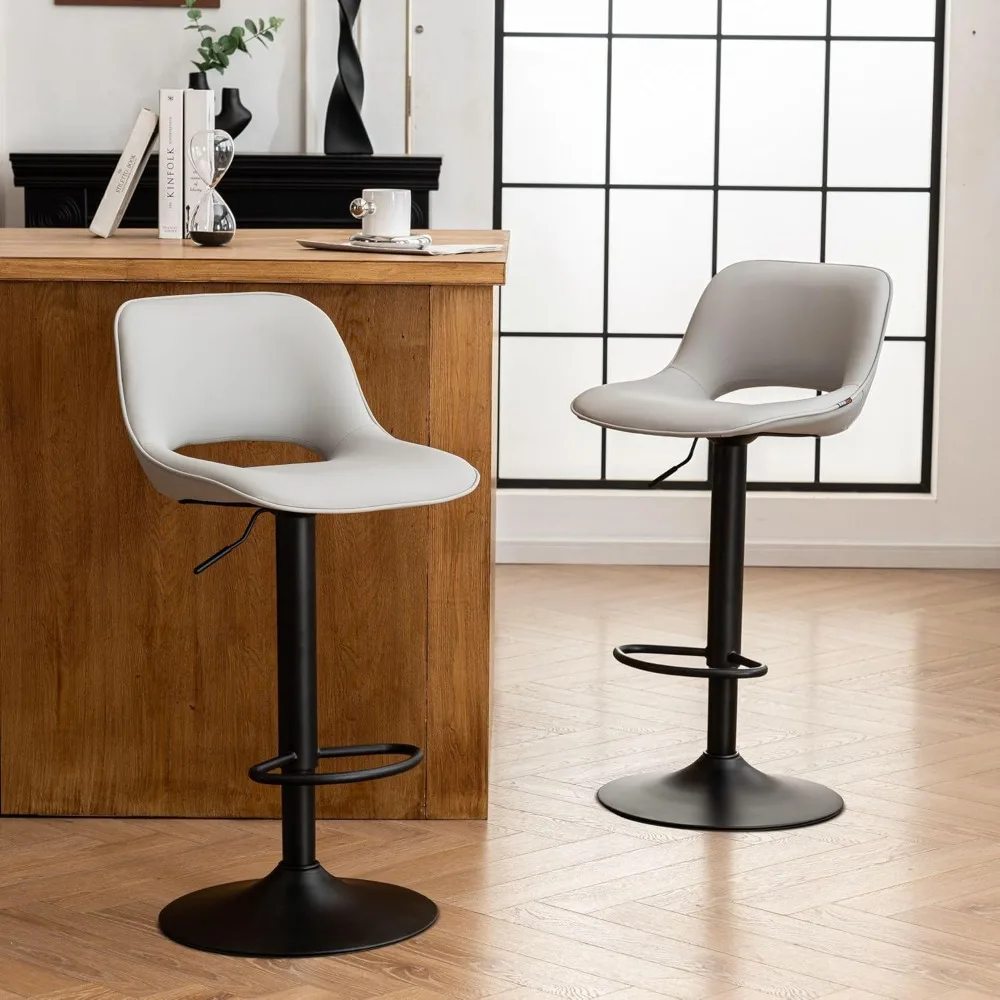 

Bar Stools Set of 2 Modern Swivel Barstools, Adjustable Counter Height Bar Stools Faux Leather Upholstered Counter Stools
