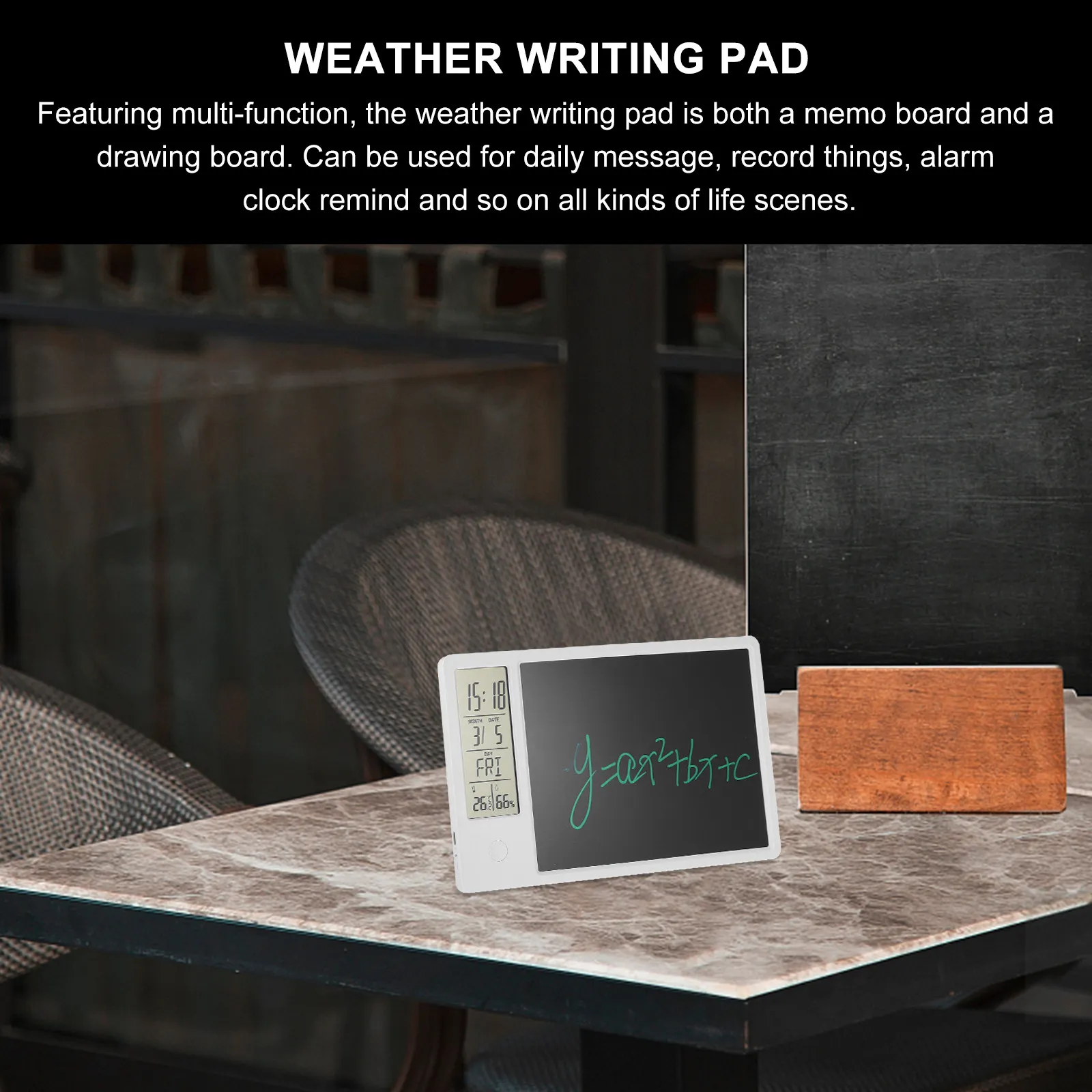 1Set Electronic Calendar Writing Pad LCD Handwriting Desktop Clock Hygrothermograph Writing Tablet for Office Home view 4