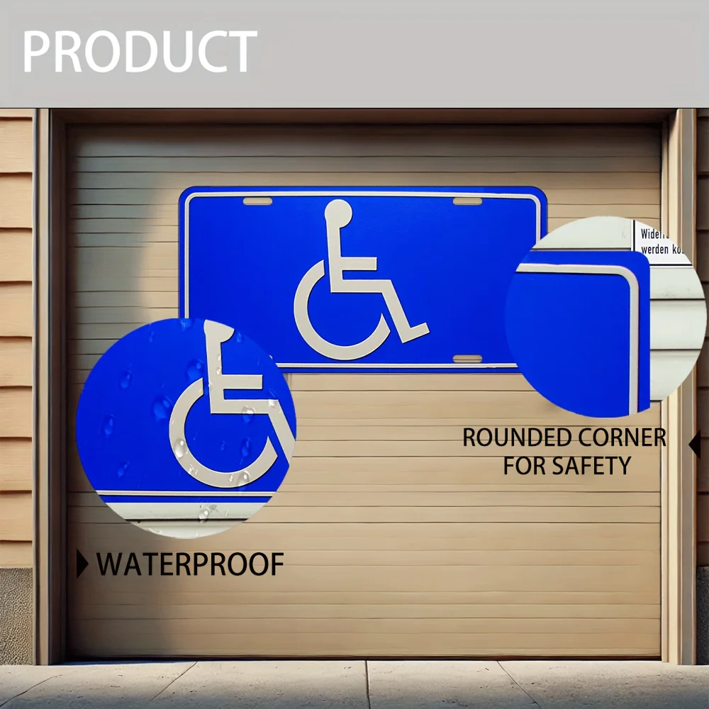 2D Flat, 1pc 12X6 Inch Retro Metal Aluminum Sign - 2D Flat Wall Decoration Sign with Disabled Person Logo, No Batteries Required
