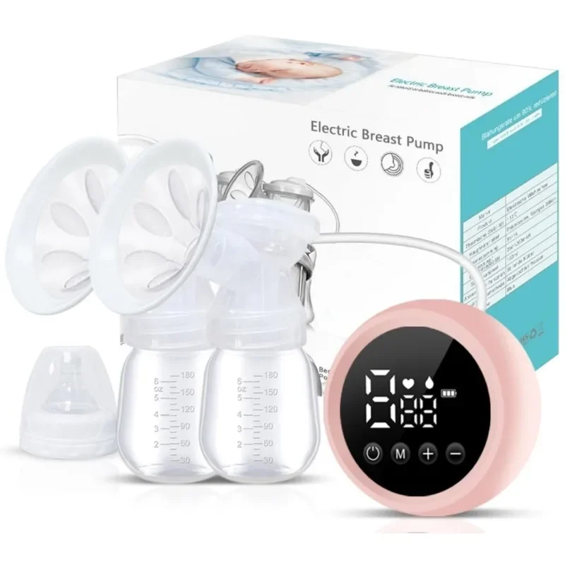 Double Electric Breast Pump Rechargeable Portable Breast Pump Painless Breast Pump with LCD Display Mute Postpartum Lactation