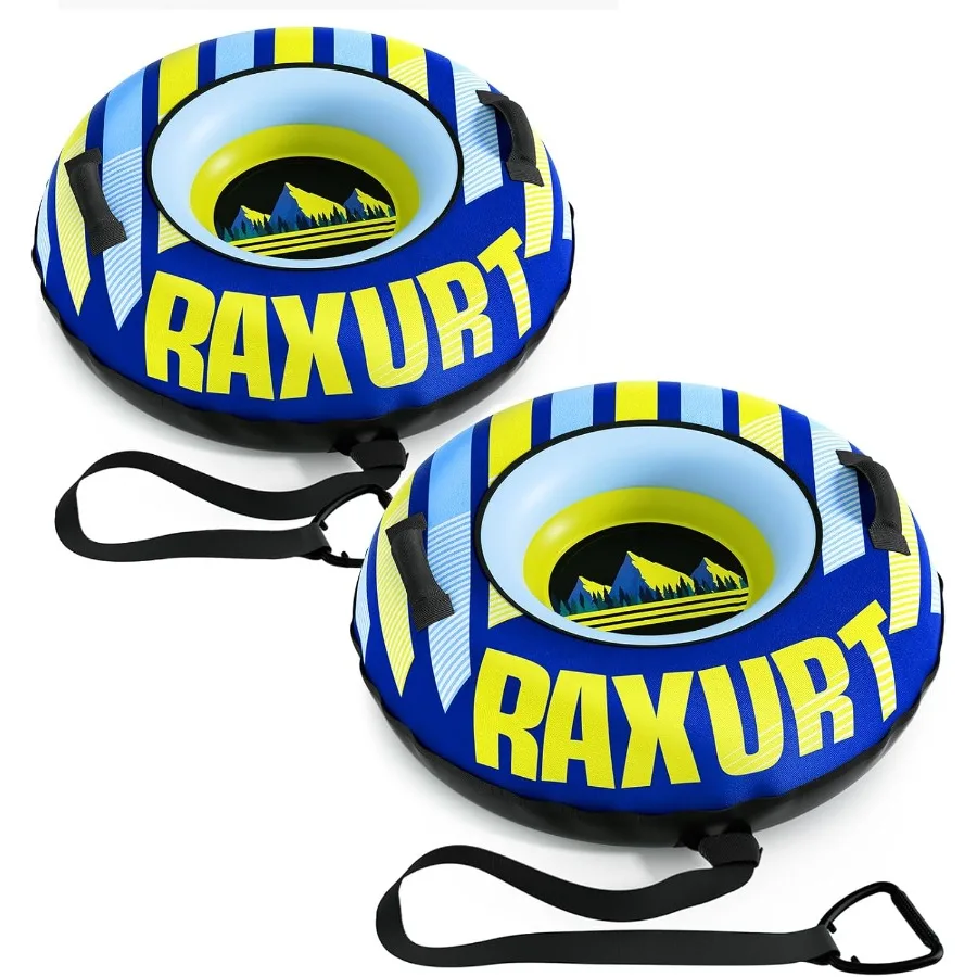 

Heavy Duty Snow Tube with Premium Canvas Cover, Inflatable Snow Sled for Kids and Adults, Thickened Bottom with Towable Pull R