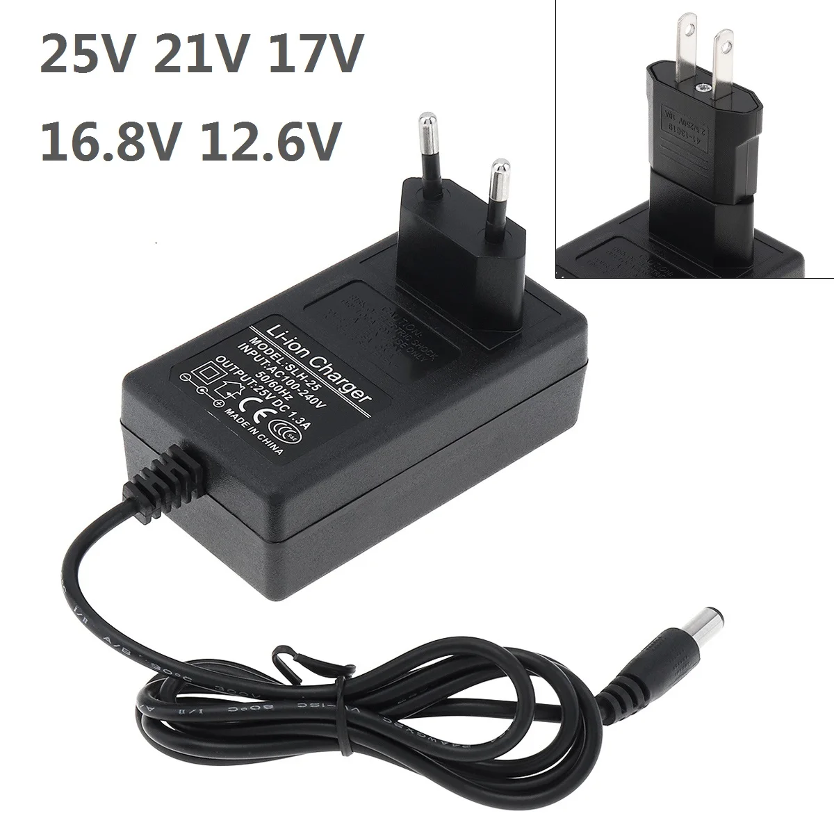 Imagem -02 - Universal dc Power Adapter Charger Carregador de Energia para Bateria de Lítio Furadeira Elétrica Chave de Fenda Carregamento 12.6 v 16.8 v 17 v 21 v 25v